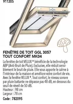 Velux - Fenêtre De Toit Ggl 3057 Tout Confort MKO4 offre à 782095€ sur SAMSE