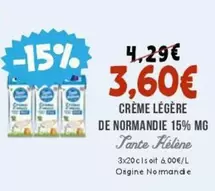 Crème Légère De Normandie 15% Mg offre à 3,6€ sur Naturalia