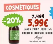 Savon D'Alep Liquide 5% D'Huile De Baies De Laurier offre à 5,99€ sur Naturalia