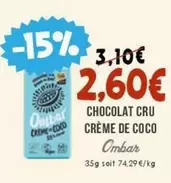 Combar - Chocolat Cru Creme De Coco offre à 2,6€ sur Naturalia