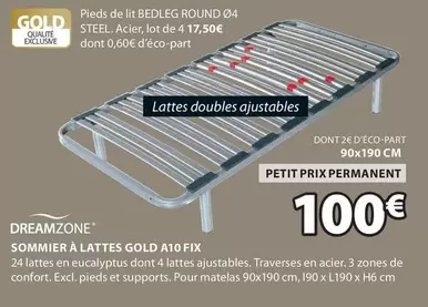 dreamzone - sommier a lattes gold a10 fix