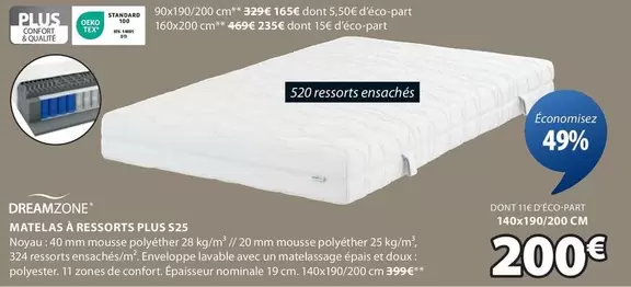 Dreamzone - Matelas À Ressorts Plus S25