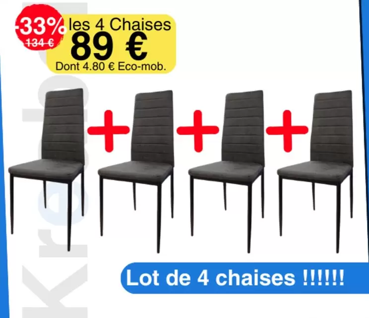 Lot De 4 Chaises offre à 89€ sur KREABEL