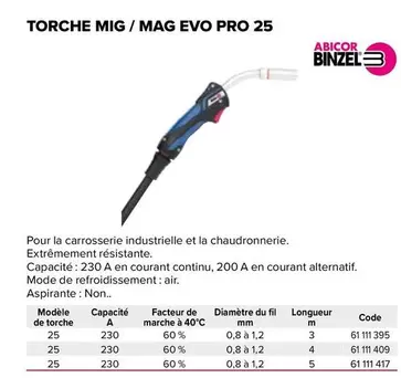 Torche Mig/Mag Evo Pro 25 offre sur Prolians