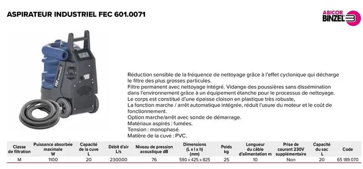 Parkside - Aspirateur Industrial Fec 6010071 offre à 699€ sur Prolians