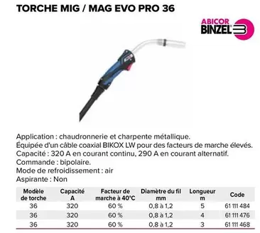 Amicor - Torche Mig/Mag Evo Pro 501d offre sur Prolians