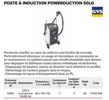 Gys - Permet De Chauffer Au Coeur Du Métal En Une Fáction De Seconde. Particulièrement Ideal Pour Un Susuenment offre sur Prolians