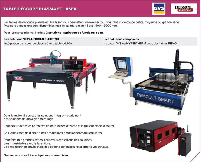 Table Découpé Plasma Et Laser offre sur Prolians