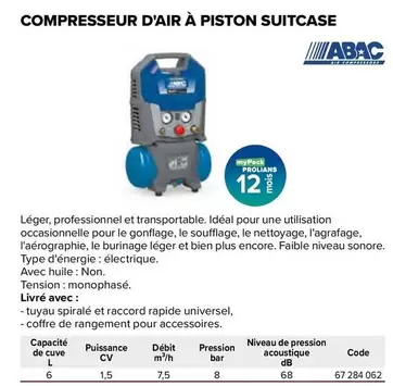 Compresseur D'air À Piston Start Silent Qs20p offre sur Prolians