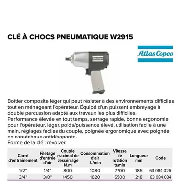 Clé À Chocs Pneumatique offre sur Prolians