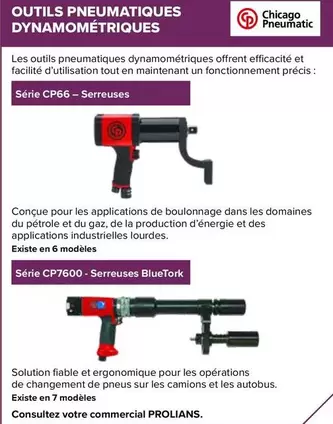 Outils Pneumatiques Dynamométiques offre sur Prolians