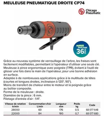 Chicago Pneumatic offre à 36€ sur Prolians