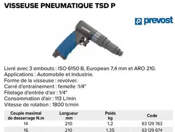 Prevost - Visseuse Pneuimatique Tsd P offre sur Prolians