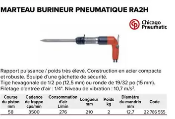 Marteau Burineur Pneumatique Ra2h offre sur Prolians