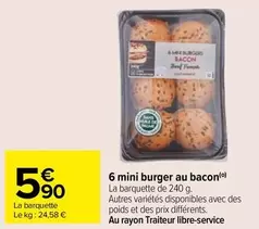 6 mini burger au bacon