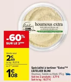 Blini - L'atelier : Spécialité À Tartiner 'extra' - Promotion spéciale sur une délicieuse tartinade