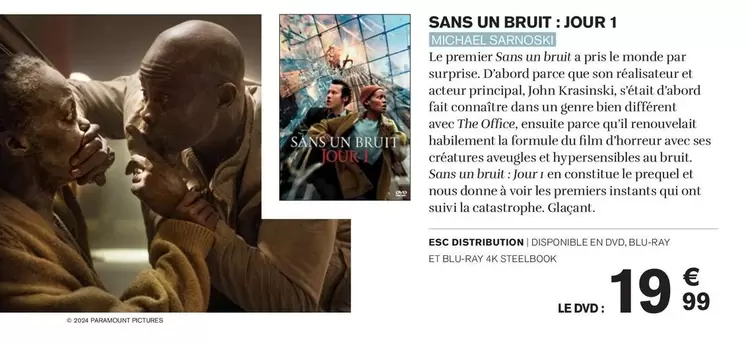 Esc Distribution - Sans Un Bruit: Jour 1 offre à 19,99€ sur Carrefour City