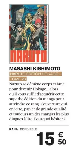 Kana - Masashi Kishimoto offre à 15,5€ sur Carrefour Market