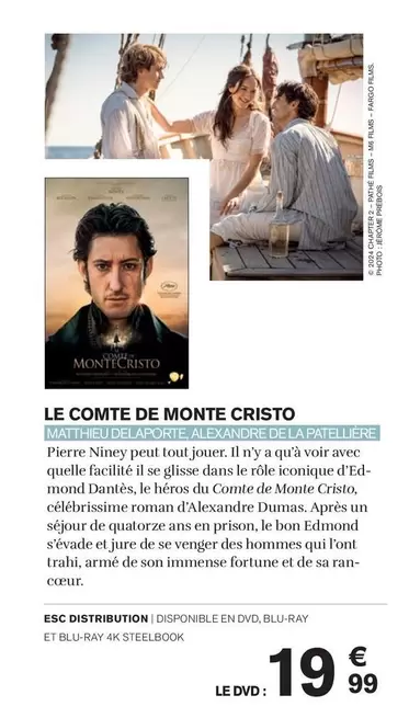 Esc Distribution - Le Comte De Monte Cristo offre à 19,99€ sur Carrefour Market