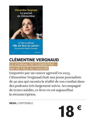 Clémentine Vergnaud offre à 18€ sur Carrefour Market