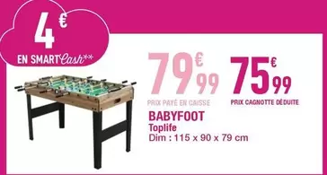 Toplife - Babyfoot offre à 79,99€ sur Carrefour