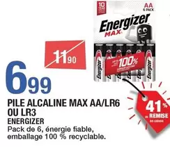 Energizer - Pile Alcaline Max Aa/lr6 Ou Lr3 offre à 6,99€ sur Carrefour