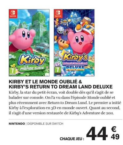 Deluxe - Kirby Et Le Monde Oublie & Kirby's Return To Dream Land Deluxe : Découvrez les aventures épiques de Kirby en version améliorée !