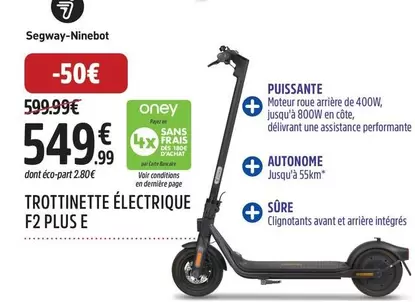 Segway-Ninebot - Trottinette Electrique F2 Plus E offre à 549,99€ sur Intersport