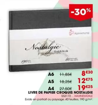 Hahnemühle - Livre De Papier Croquis Notalgie  offre à 19,25€ sur Rougier&Plé