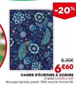 Cahier D'Écriture À Dorure offre à 6,6€ sur Rougier&Plé