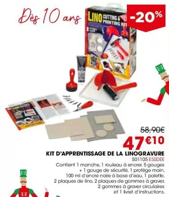 Kit D'apprentissage De La Linogravure offre à 47,1€ sur Rougier&Plé