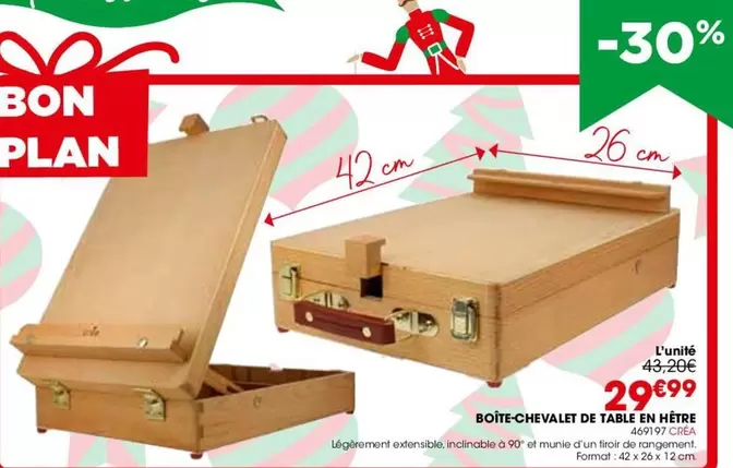  Boîte-Chevalet De Table En Hêtre  offre à 29,99€ sur Rougier&Plé