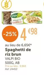 Valpi Bio - Spaghetti De Riz Brun offre à 4,98€ sur L'Eau Vive