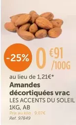 Les Accents Du Solei - Amandes Décortiquées Vrac offre à 0,91€ sur L'Eau Vive