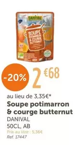 Danival - Soupe Potimarron & Courge Butternut offre à 2,68€ sur L'Eau Vive