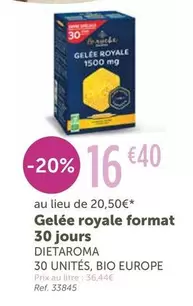 Gelée Royale Format 30 Jours offre à 16,4€ sur L'Eau Vive