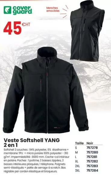 Cover Guard - Veste Softshell Yang 2 En 1 offre à 45€ sur Au Forum du Bâtiment