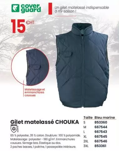 Cover Guard - Gilet Matelassé Chouka offre à 15€ sur Au Forum du Bâtiment