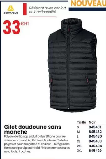 Deltaplus - Gilet Doudoune Sans Manche offre à 33€ sur Au Forum du Bâtiment