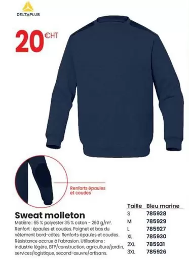 Deltaplus - Sweat Molleton offre à 20€ sur Au Forum du Bâtiment