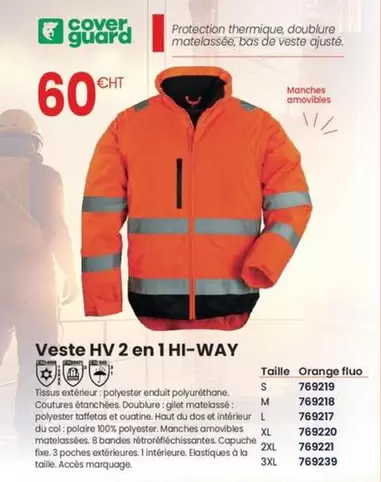 Cover Guard - Veste Hv 2 En 1 Hi Way offre à 60€ sur Au Forum du Bâtiment