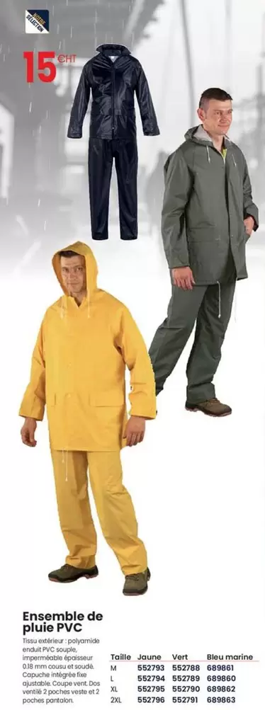 Ensemble De Pluie PVC offre à 15€ sur Au Forum du Bâtiment