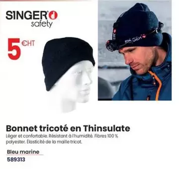 Singer - Bonnet Tricoté En Thinsulate offre à 5€ sur Au Forum du Bâtiment