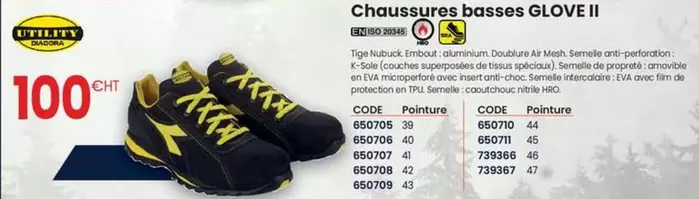 Diadora Utility - Chaussures Basses Glove II offre à 100€ sur Au Forum du Bâtiment