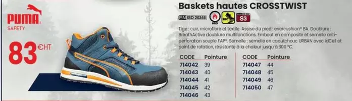 Puma - Baskets Hautes Crosstwist offre à 83€ sur Au Forum du Bâtiment