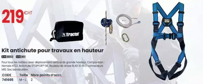 Tractel - Kit Antichute Pour Travaux En Hauteur offre à 219€ sur Au Forum du Bâtiment