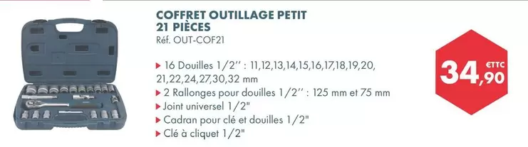 Coffret Outillage Petit 21 Pièces offre à 34,9€ sur Autodistribution