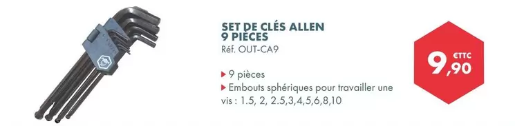 Set De Clés Allen 9 Pièces offre à 9,9€ sur Autodistribution