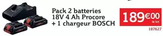 Bosch - Pack 2 Batteries 18V 4 Ah Procore + 1 Chargeur offre à 189€ sur Quéguiner