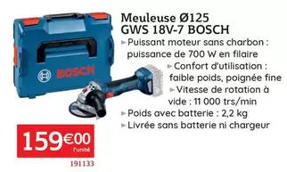 Bosch - Meuleuse GWS 18V-7 offre à 159€ sur Quéguiner